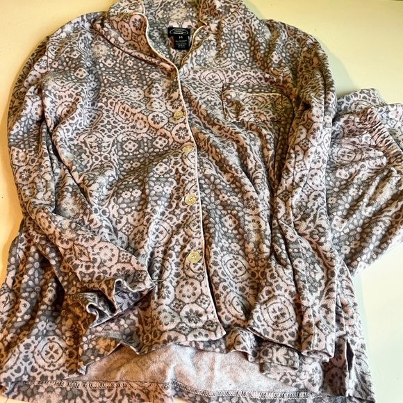 LAURA ASHLEY Grey White FLORAL Super Soft CRINKLE STRETCH KNIT PAJAMA Set 2PC - Picture 3 of 3